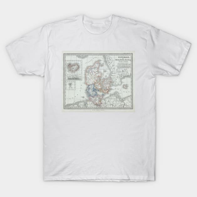 Vintage Map of Denmark (1862) T-Shirt by Bravuramedia